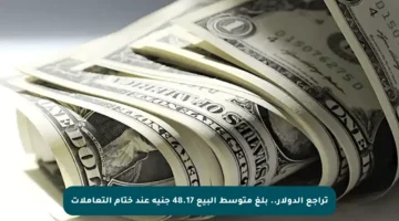 تراجع الدولار.. بلغ متوسط البيع 48.17 جنيه عند ختام التعاملات